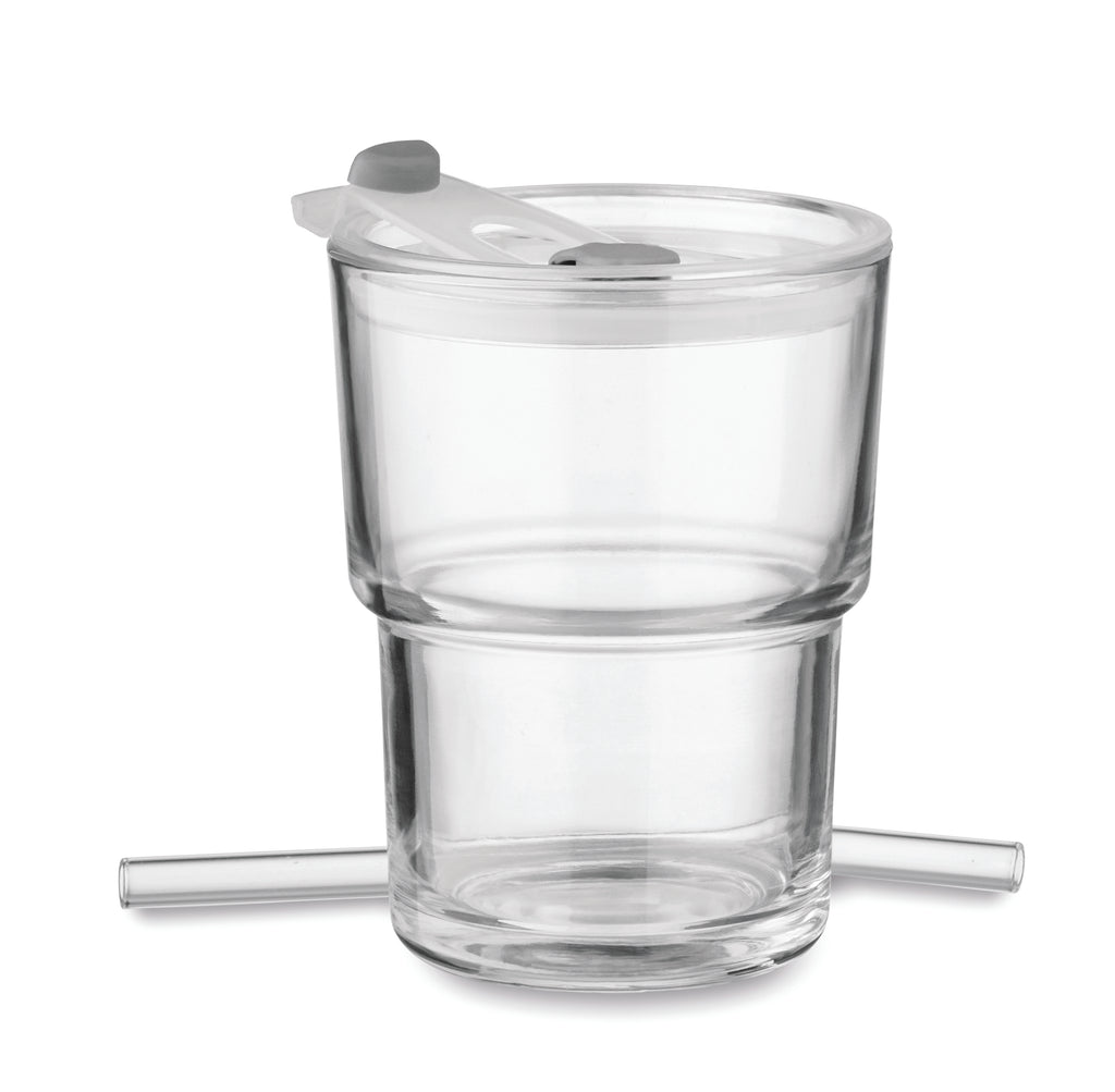 SIP Glass Tumbler with Straw 400ml