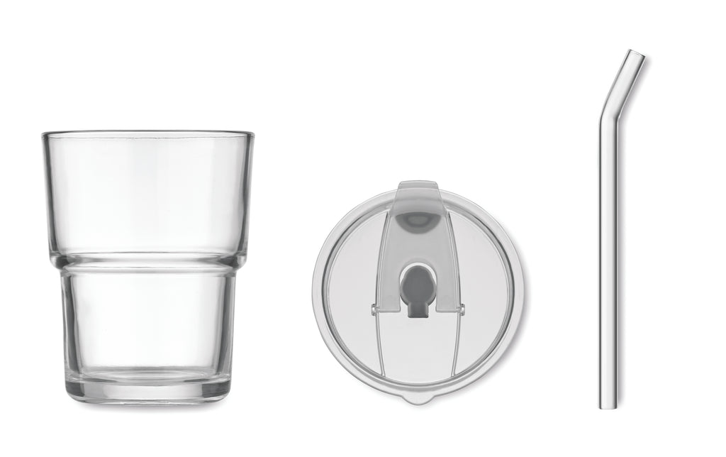 SIP Glass Tumbler with Straw 400ml