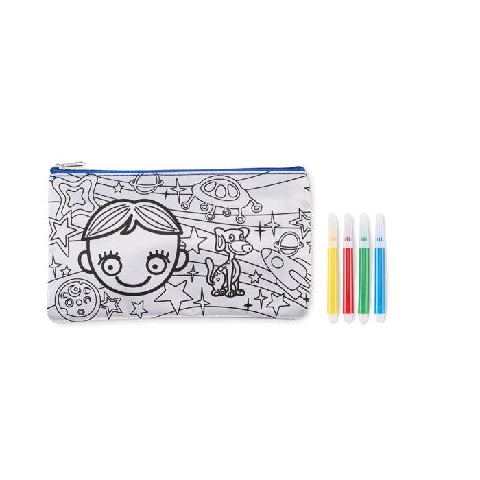 KIDDO Pencil Case with 4 Colouring Markers