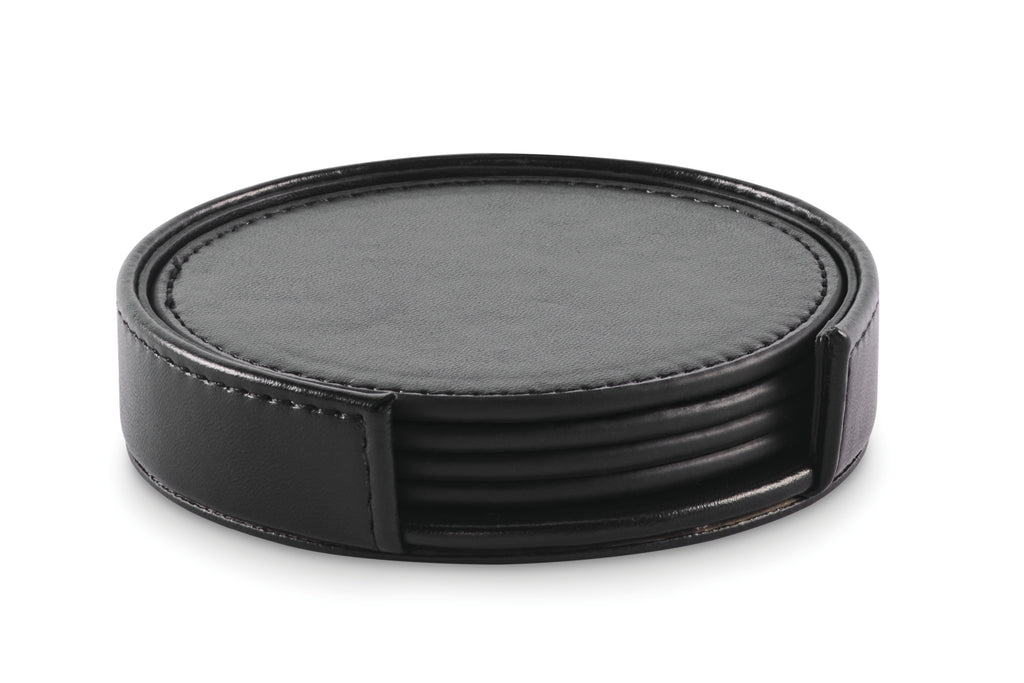 Posa Set of 4 PU Coasters with Holder