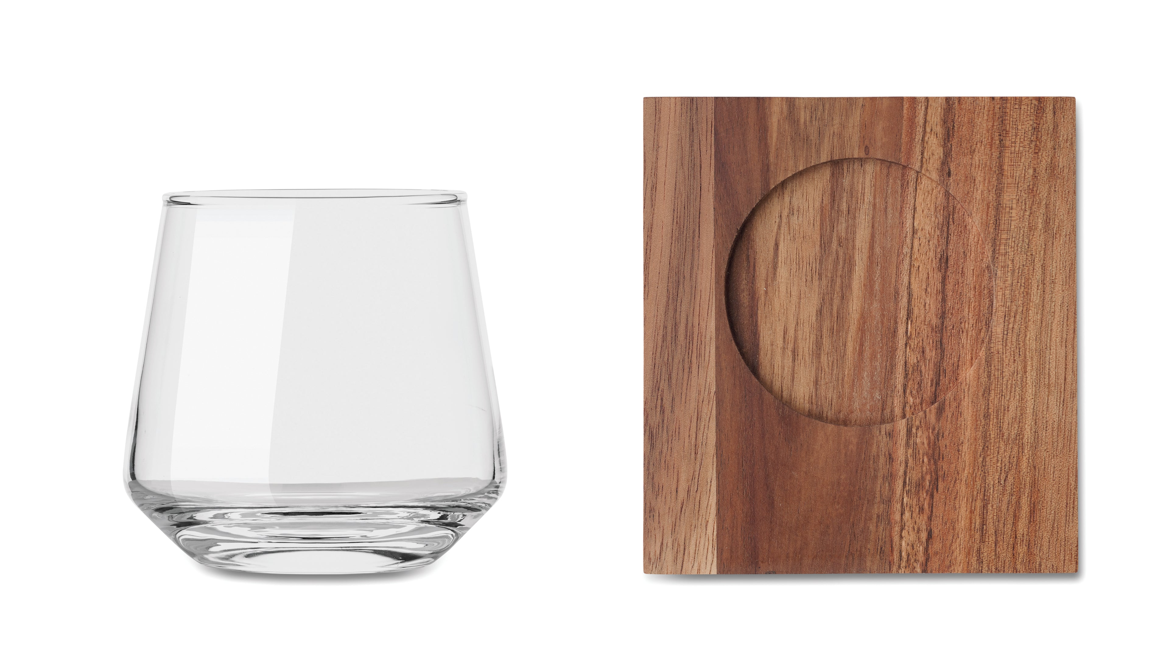 DRINKS Whisky Glass Set with Wooden Coaster