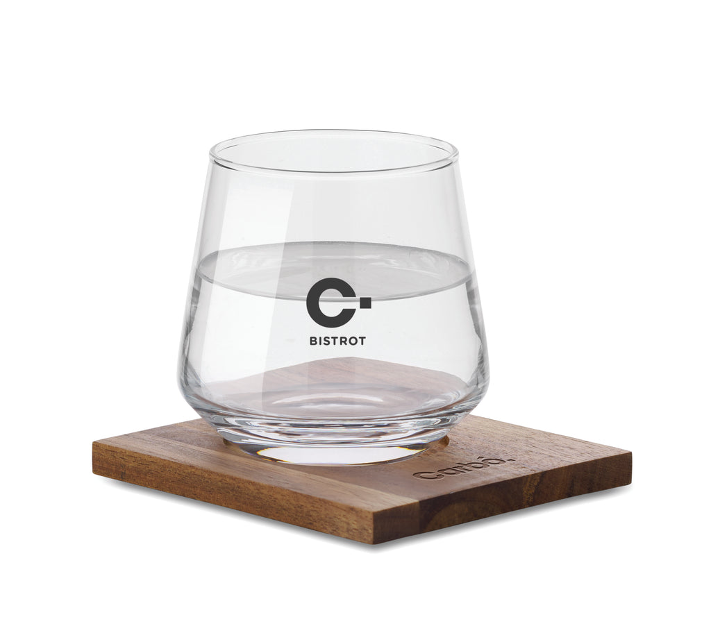 DRINKS Whisky Glass Set with Wooden Coaster