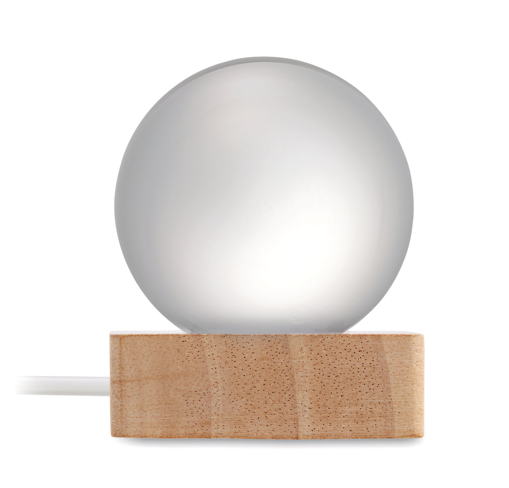 Light LED Glass Ball on Wood Base