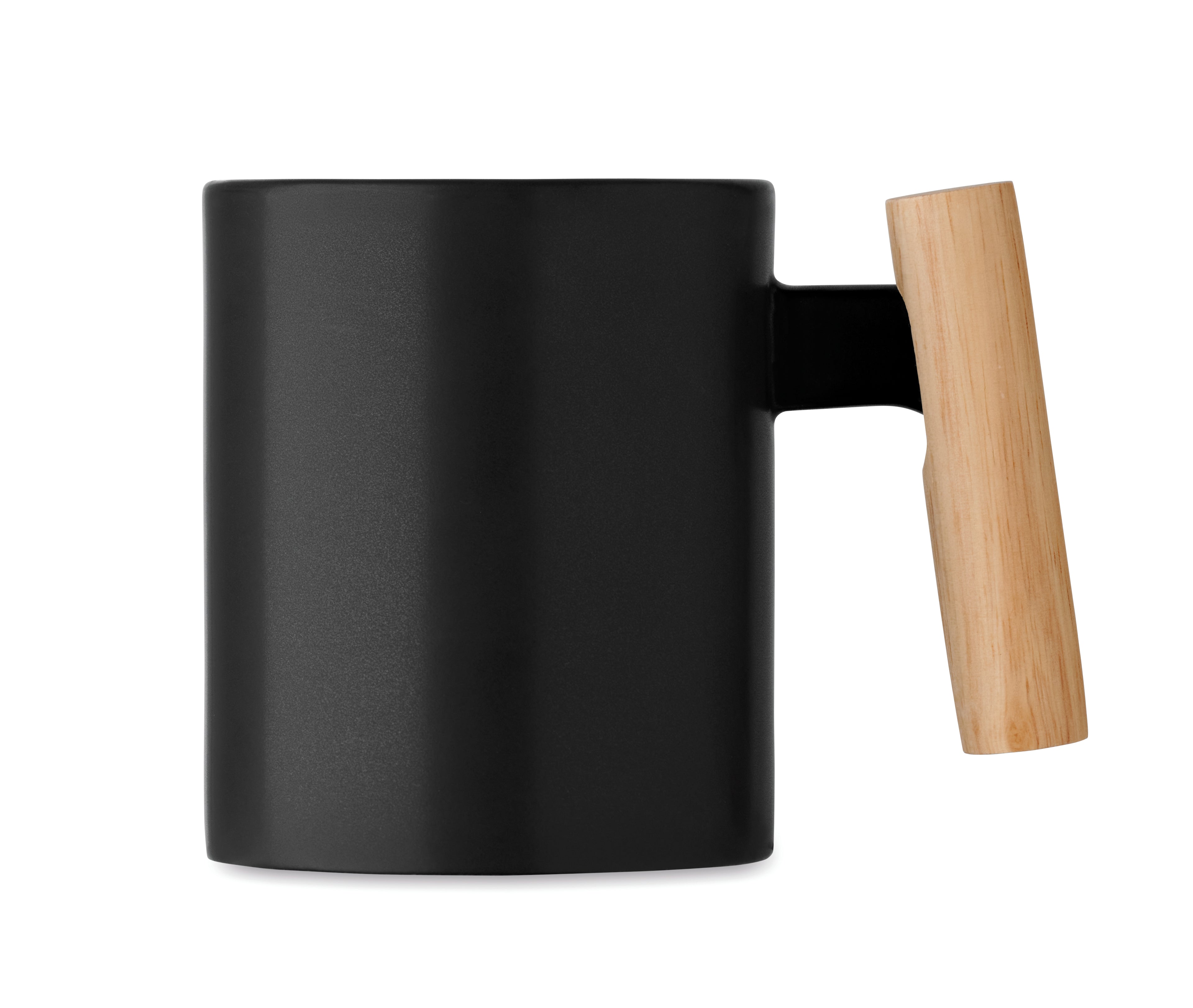 Crenate Ceramic Mug with Wooden Handle 320ml