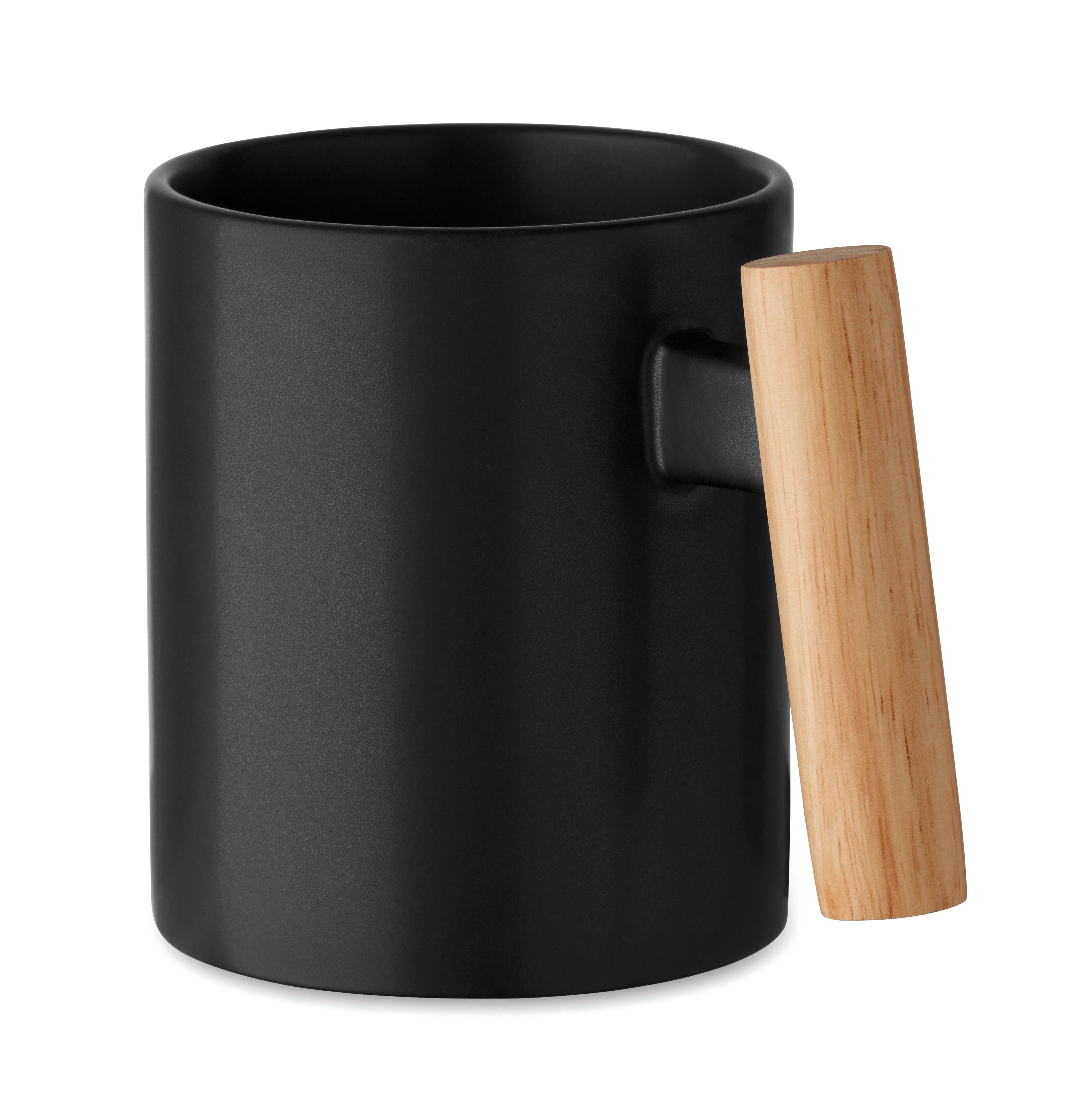 Crenate Ceramic Mug with Wooden Handle 320ml
