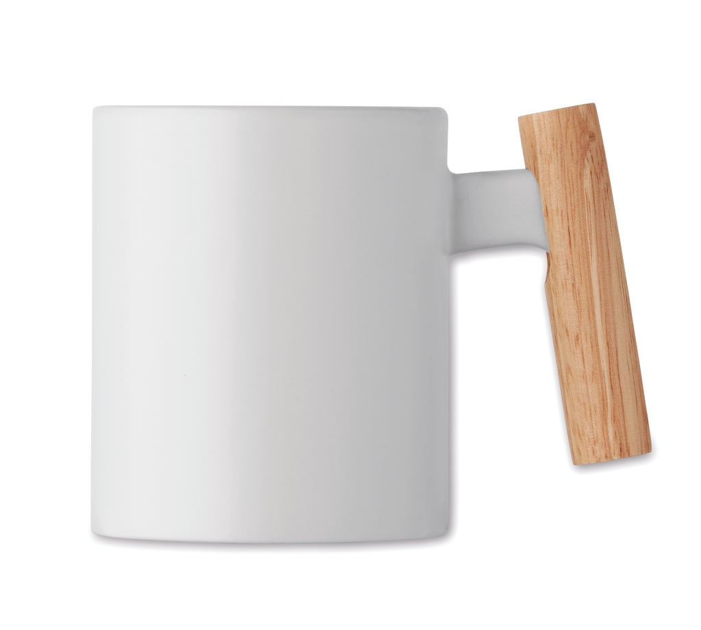 Crenate Ceramic Mug with Wooden Handle 320ml