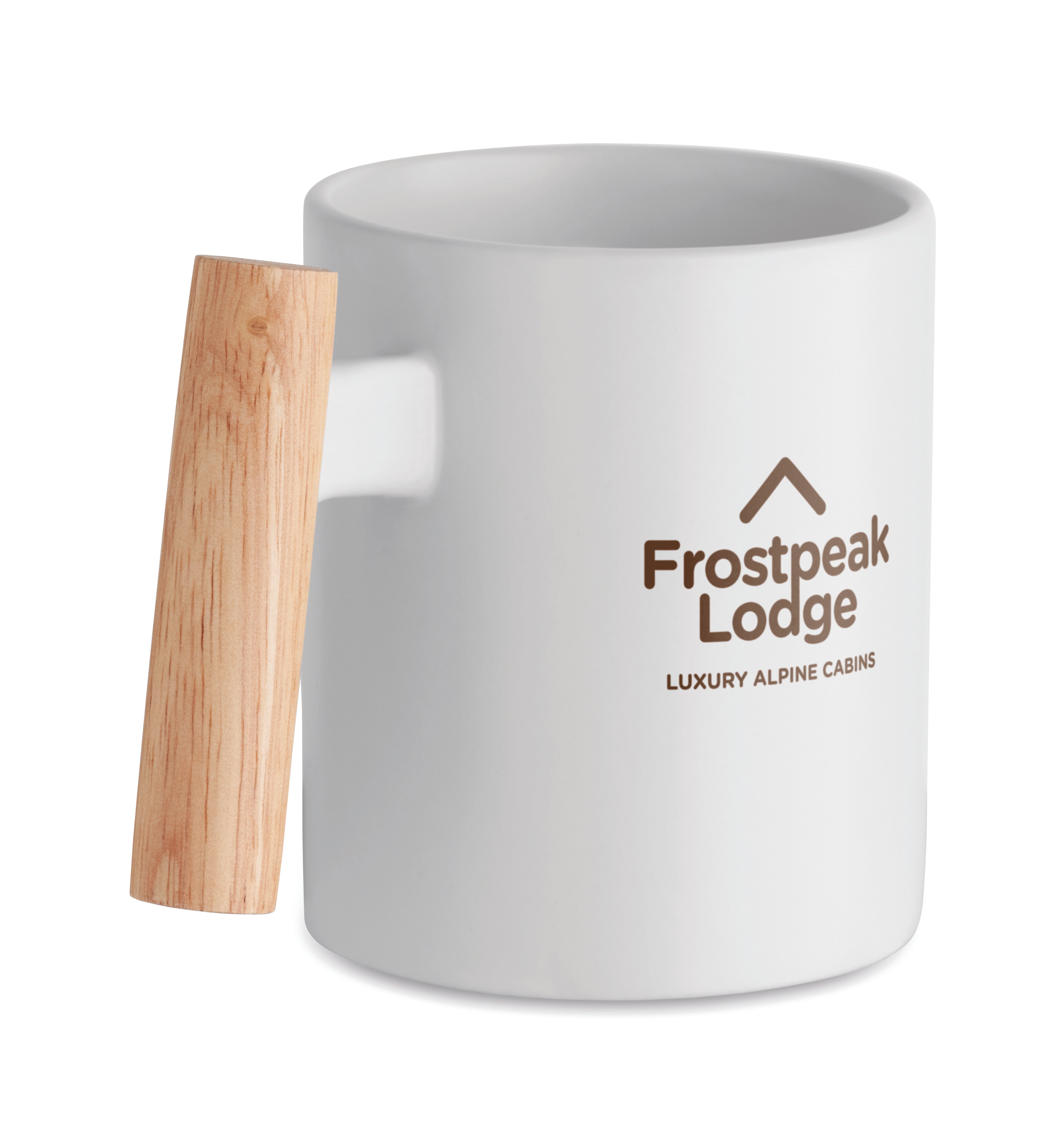 Crenate Ceramic Mug with Wooden Handle 320ml