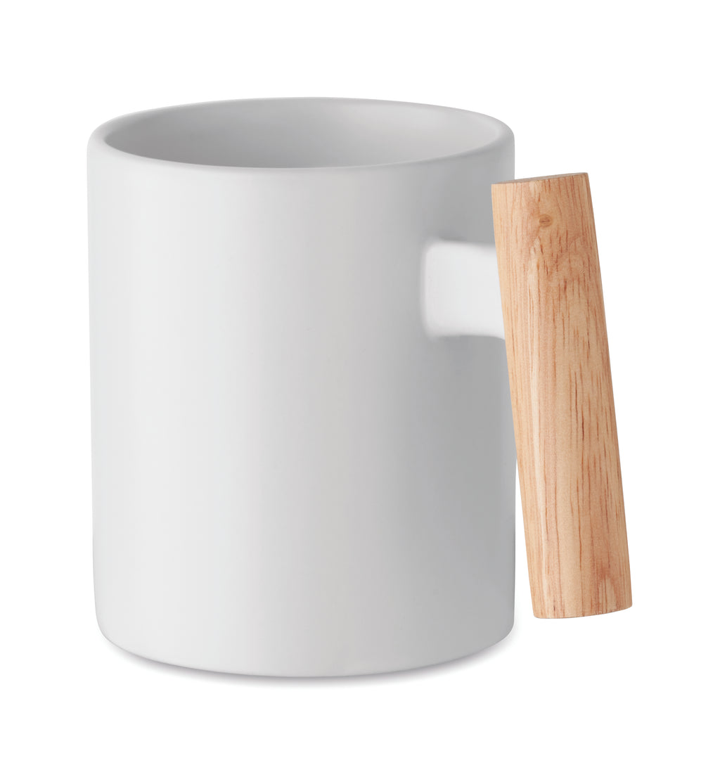 Crenate Ceramic Mug with Wooden Handle 320ml