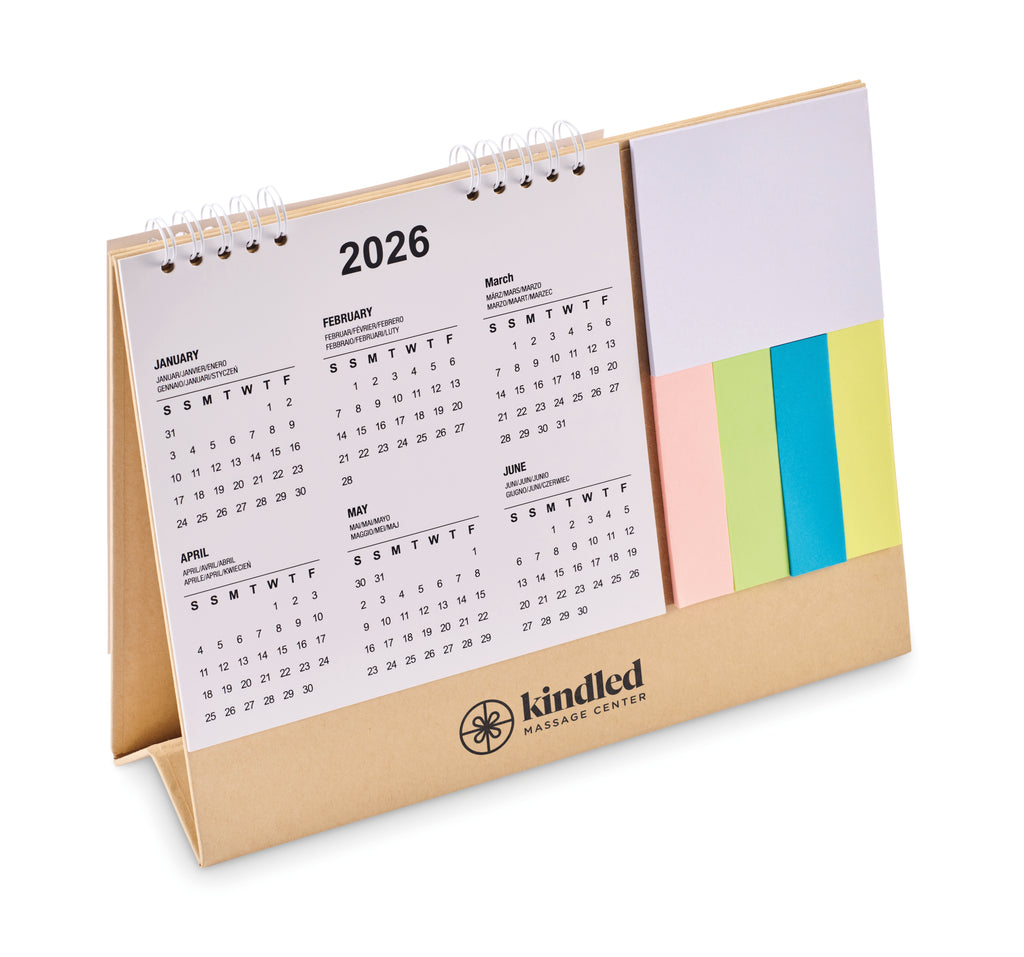 CALENDOO 4-Year Desk Calendar with Sticky Notes