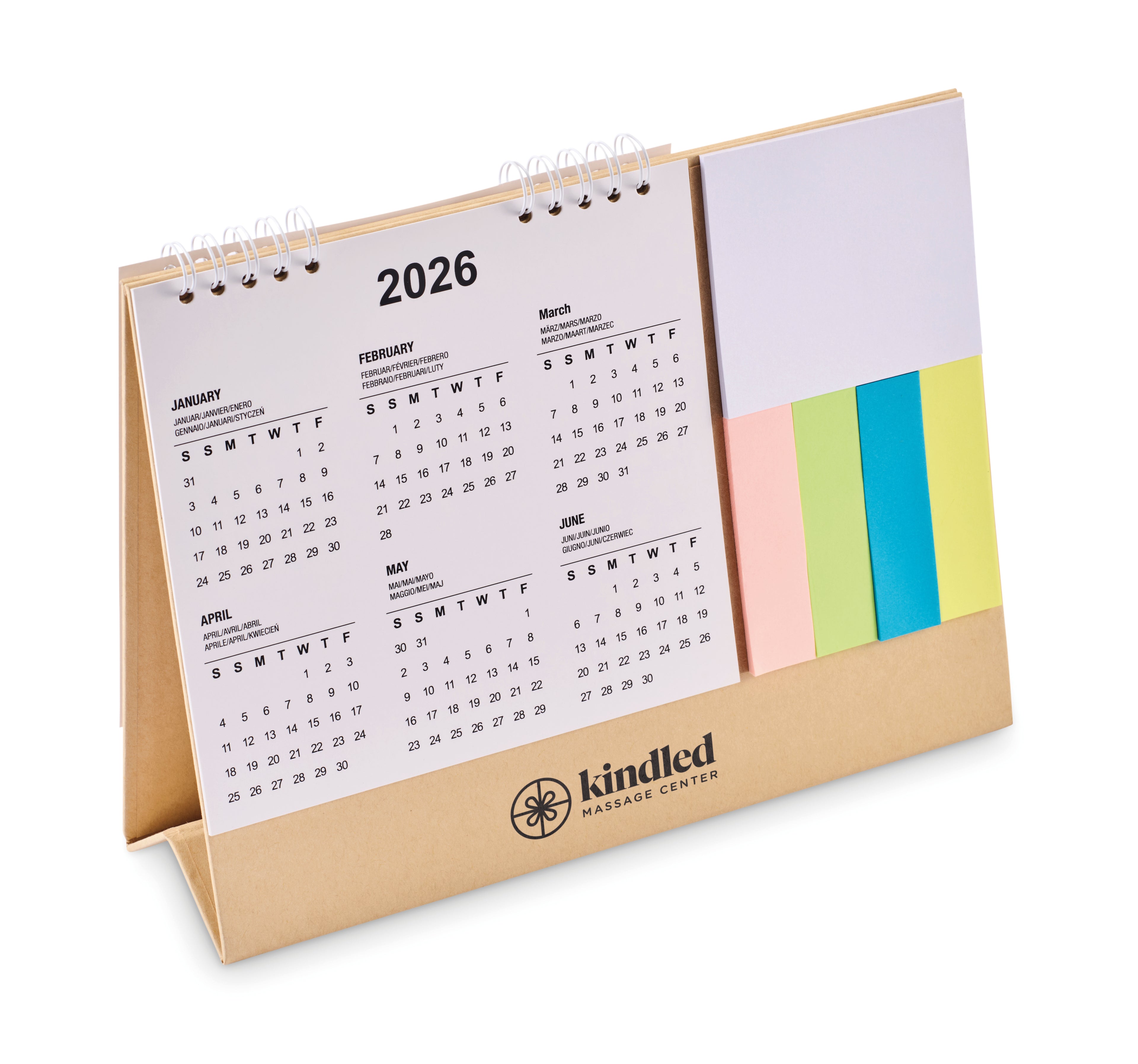 CALENDOO 4-Year Desk Calendar with Sticky Notes