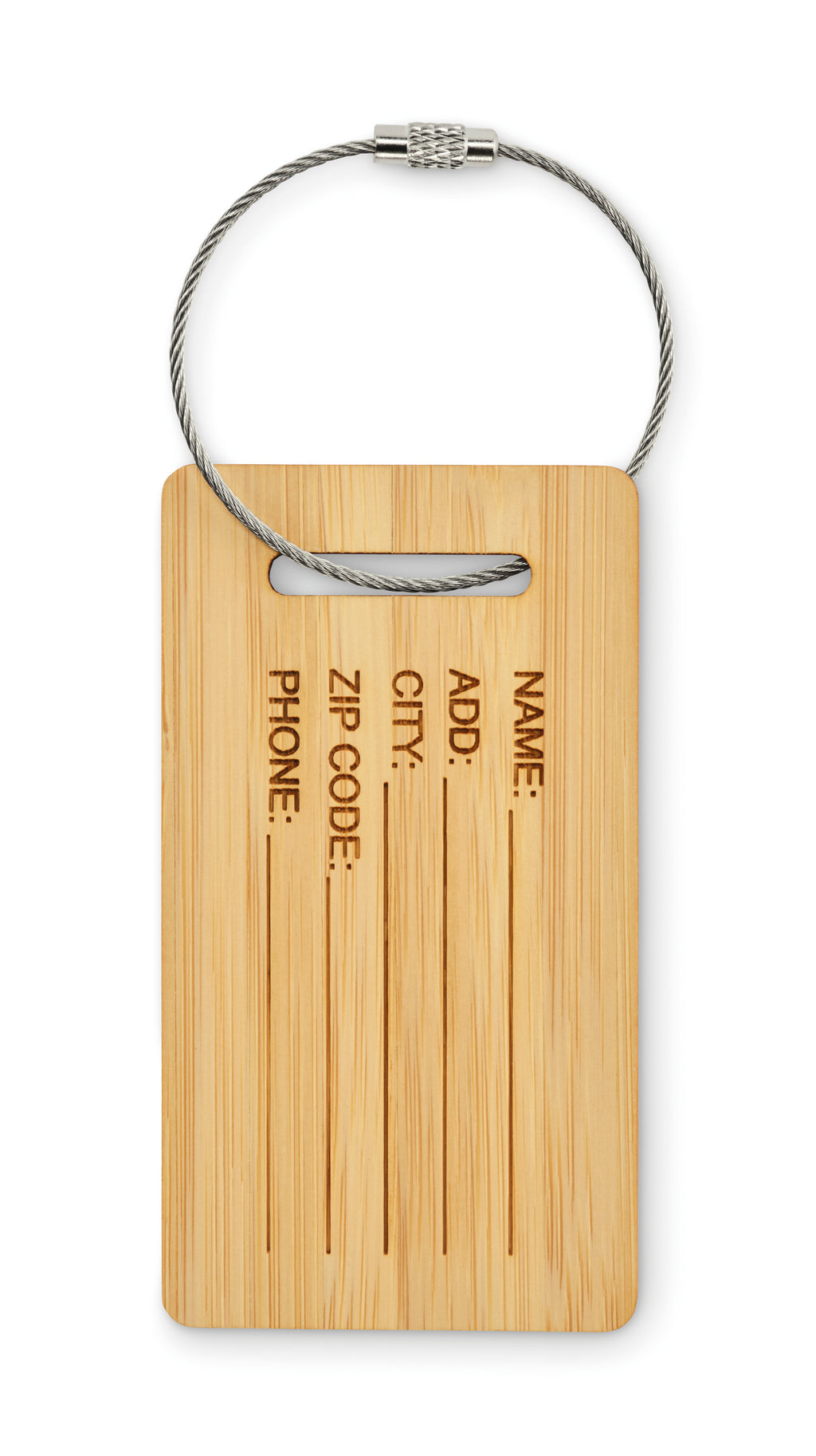 MIO Bamboo Luggage Tag with Stainless Steel Rope