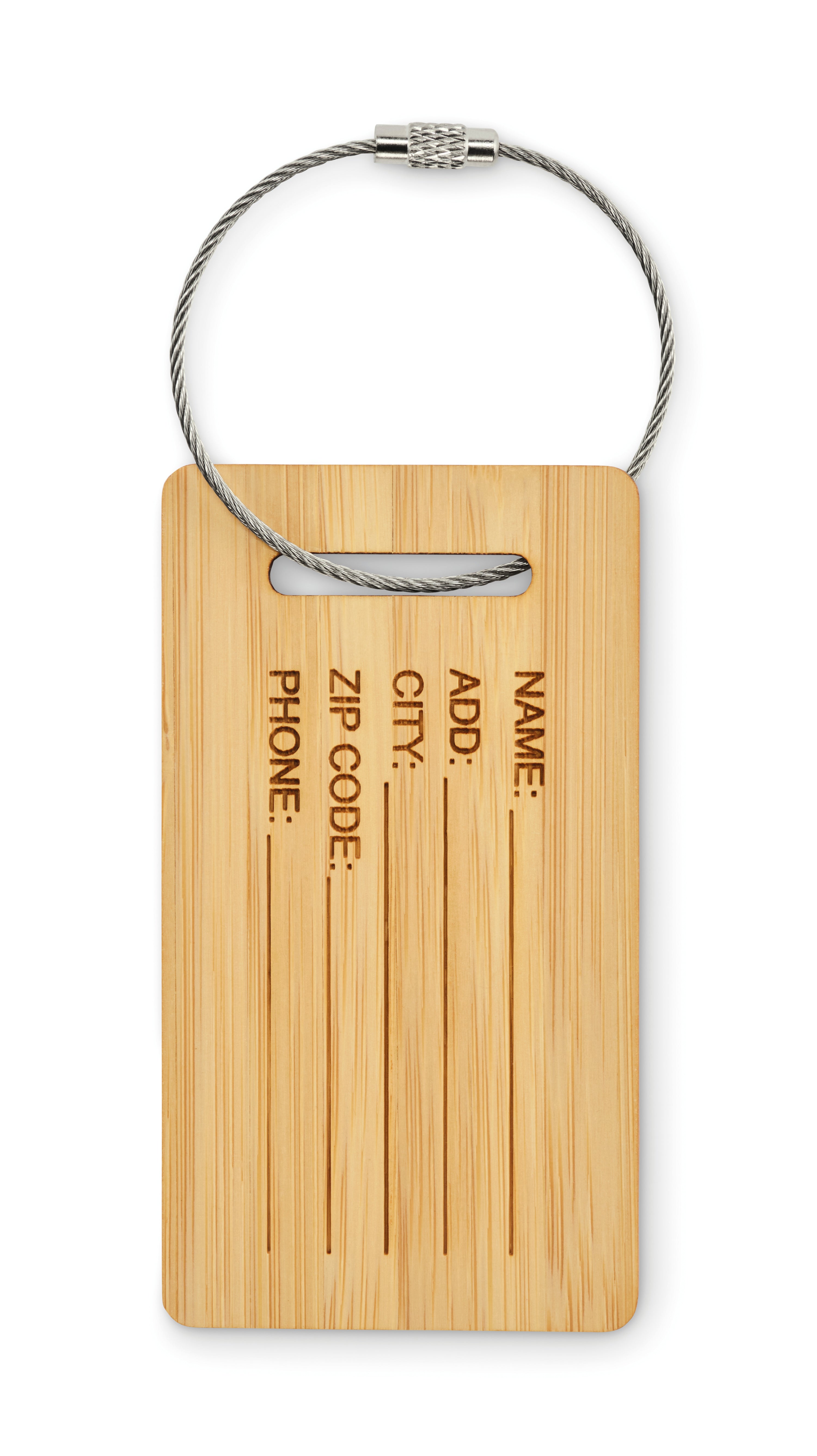 MIO Bamboo Luggage Tag with Stainless Steel Rope