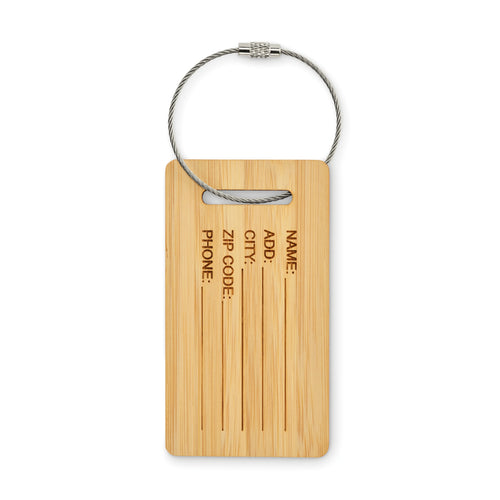 MIO Bamboo Luggage Tag with Stainless Steel Rope